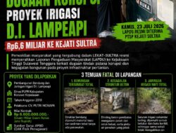 LEKAT-SULTRA Resmi Laporkan Dugaan Korupsi Proyek Irigasi D.I. Lampeapi Rp6,6 Miliar ke Kejati Sultra
